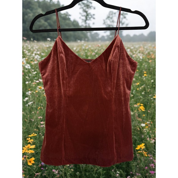 Banana Republic Rust Velvet Cami Top Adjustable Straps Fitted XS - Picture 1 of 11